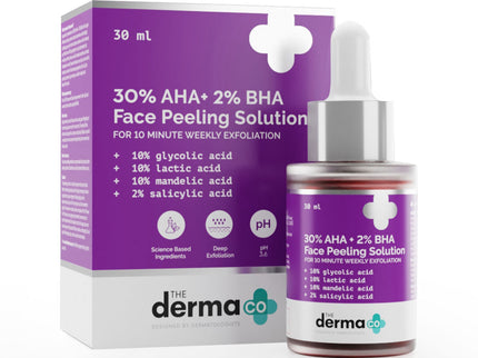 the derma co 30% aha + 2% bha face peeling solution - 30 ml