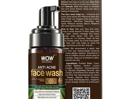 Wow Skin Science Anti Acne Foaming Face Wash - 100 ml