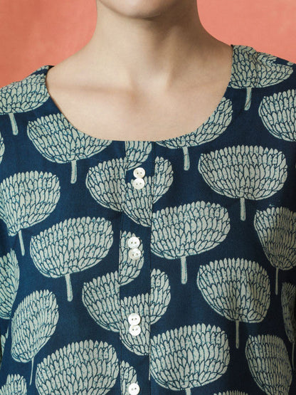 Sangria Floral Printed A-Line Top
