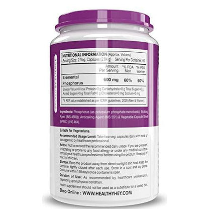 HealthyHey Phosphorus Capsules - 120 Count Dietary Supplement