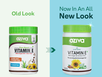 OZiva Plant Based Natural Vitamin E (With Argan oil + Aloe vera) - 30 capsules