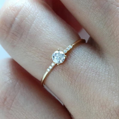 Round Cut Sterling Silver Engagement Ring
