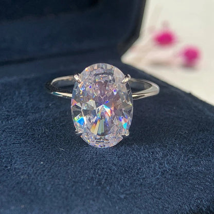 Oval Cut Diamond Sterling Silver Ring