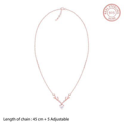 Rose Gold Deer Heart Necklace