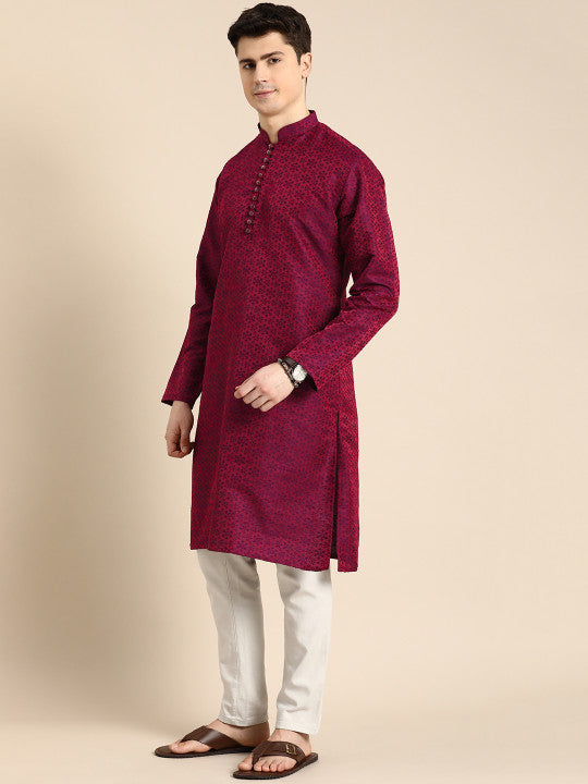 Anouk Men Floral Self Printed Long Kurta