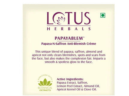 Lotus Herbals Papayablem Papaya-N-Saffron Anti-Blemish Creme
