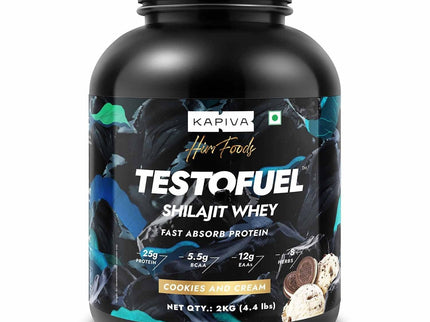 Kapiva Testofuel Shilajit Whey Protein Cookies & Cream - 2 kg