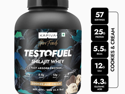Kapiva Testofuel Shilajit Whey Protein Cookies & Cream - 2 kg