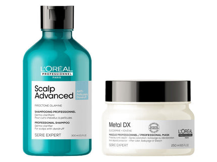 L'Oreal Professionnel Scalp Advanced Anti-Dandruff Dermo Clarifier Shampoo & Metal Dx Hair Mask