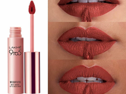 Lakme 9 To 5 Weightless Matte Mouse Lip & Cheek Color  Brick Bloom - 9 gms