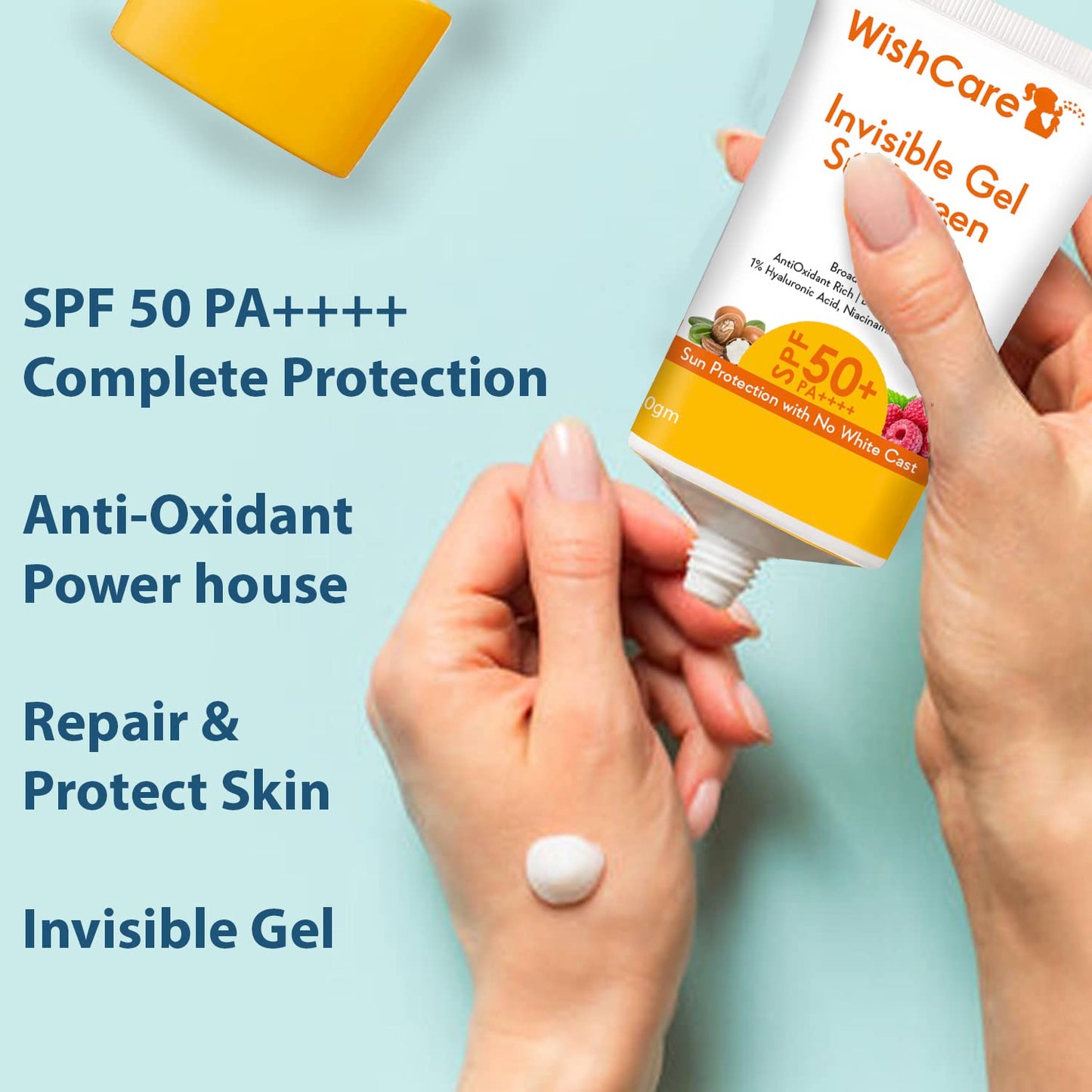 WishCare Invisible Gel Sunscreen SPF 50+ PA++++ For Oily and Dry skin 50GM