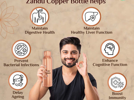 Zandu Copper Water Bottle - 950 ml