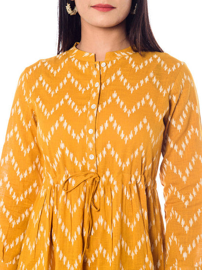 Anayna Women Yellow Printed Fit and Flare Dress