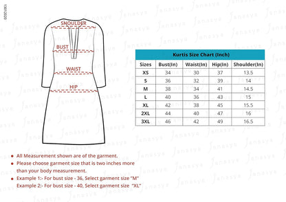Janasya Women's Green Poly Crepe Geometric Print Kaftan Kurta