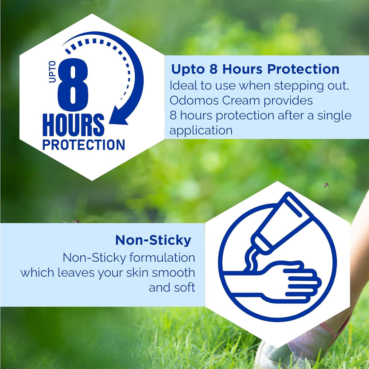 DABUR Odomos Non-Sticky Mosquito Repellent Cream With Vitamin E & Almond - 50G