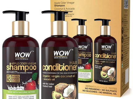wow skin science apple cider vinegar shampoo and hair conditioner combo