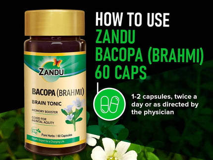 Zandu Bacopa (Brahmi) Brain Tonic Capsules