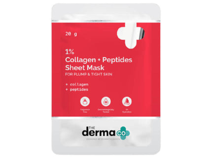 The Derma Co 1% Collagen + Peptides Sheet Mask - 20 gms