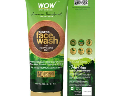 Wow Skin Science Mineral Face Wash with Red Volcanic Clay - 100 ml