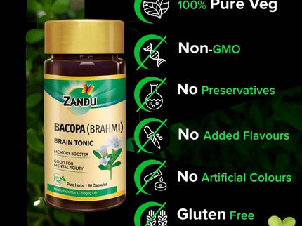 Zandu Bacopa (Brahmi) Brain Tonic Capsules