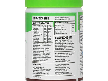 OZiva Plant Based Bettr.Zinc+ With Chamomile & Ginger Root Extract