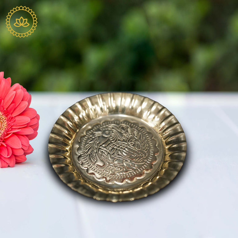 Brass Naxi Plate Aarthi: Embrace Sacred Rituals and Devotion