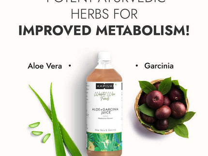 Kapiva Ayurveda 100% Organic Aloe Vera + Garcinia Juice - 1L