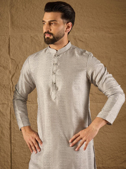 Anouk Men Embroidered Kurta Grey