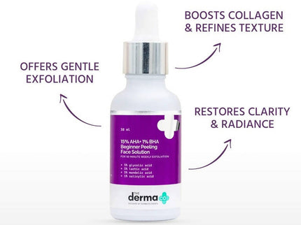 The Derma Co 15% AHA+1% BHA Beginner Peeling Face Solution - 30 ml