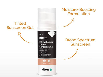 The Derma Co 1% Hyaluronic Tinted Sunscreen Gel - 50 gms