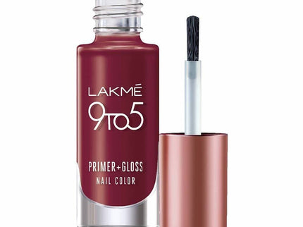Lakme 9 to 5 Primer + Gloss Nail Colour  Red Alert - 6 ml