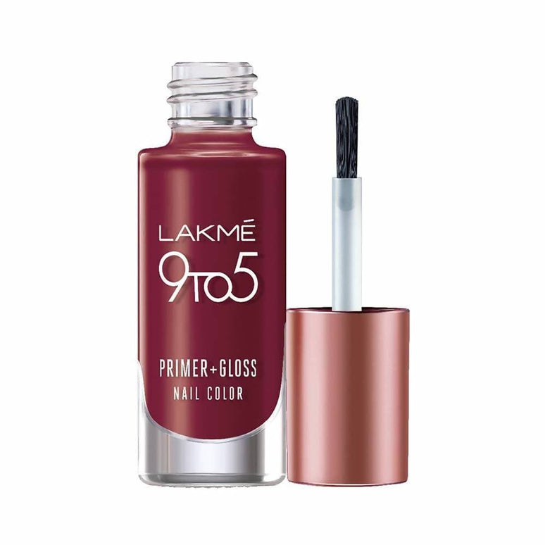 Lakme 9 to 5 Primer + Gloss Nail Colour  Red Alert - 6 ml
