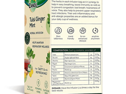 Zandu Tulsi Ginger Mint Herbal Infusion Tea