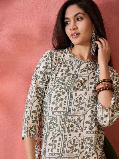 Sangria Printed Round Neck Top