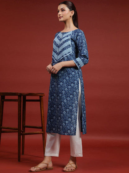 Anayna Women Geometric Printed Thread Work Floral Kurta