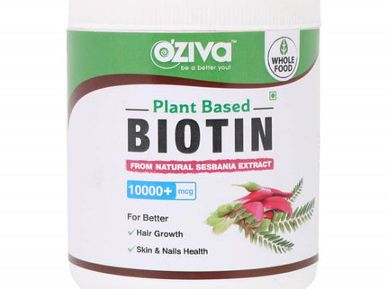 OZiva Plant Based Biotin (10,000+ mcg) - 125 gms