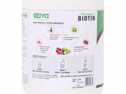OZiva Plant Based Biotin (10,000+ mcg) - 125 gms