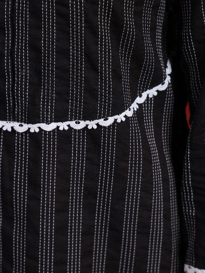 Anayna Women Striped Thread Work Kurta