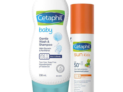 Cetaphil Baby Shampoo & Sun Kids Liposomal Lotion SPF 50+ Combo