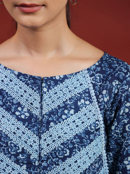 Anayna Women Geometric Printed Thread Work Floral Kurta