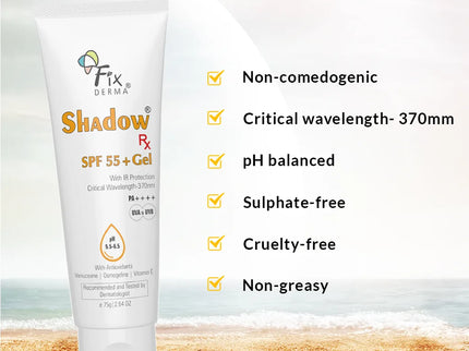 Fixderma Shadow Rx SPF 55+ Gel - 75 gms