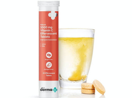 The Derma Co 1000 mg Vitamin C Effervescent Tablets For Skin Radiance - 20 tabs