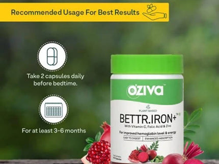 OZiva Plant Based Bettr. Iron+ Capsules - 60