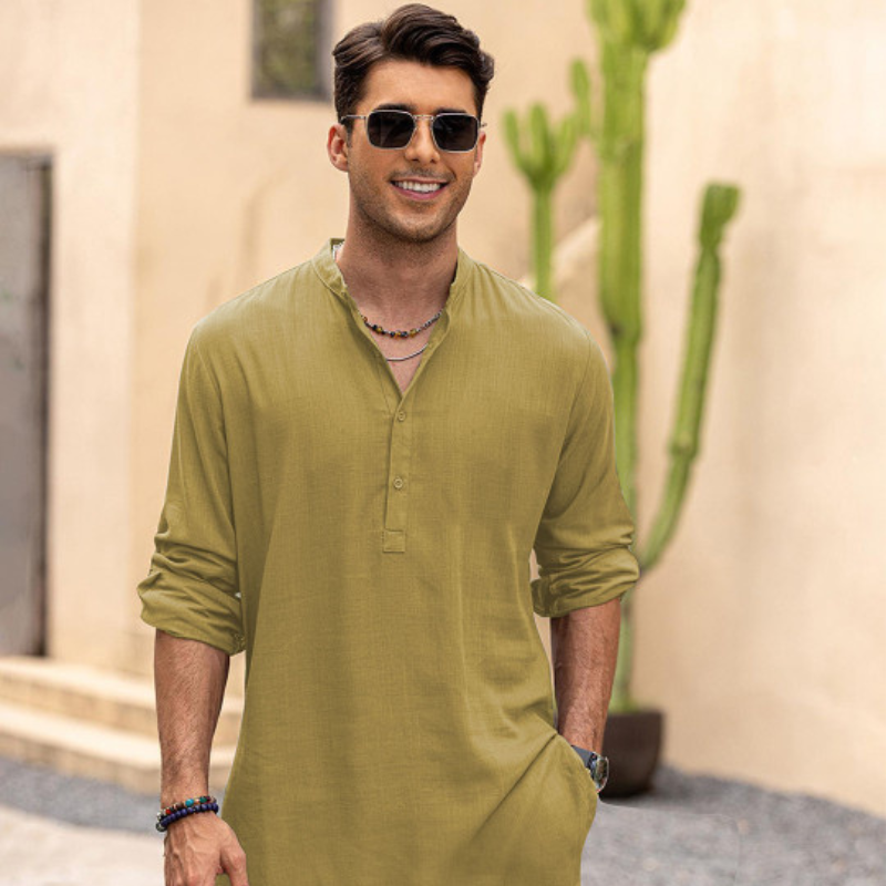 Anouk Men Solid Long Kurta Yellow