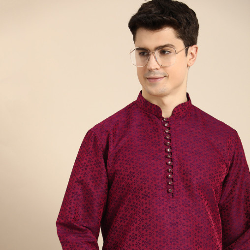 Anouk Men Floral Self Printed Long Kurta