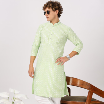 Anouk Ethnic Motifs Embroidered Thread Work Cotton Straight Kurta