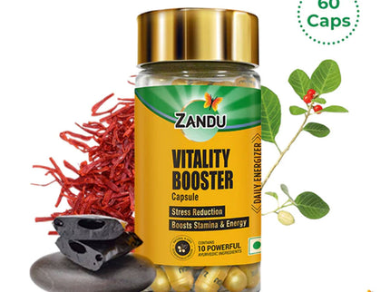 Zandu Vitality Booster Capsules for Vigor, Vitality & Stress Relief - 60 Capss