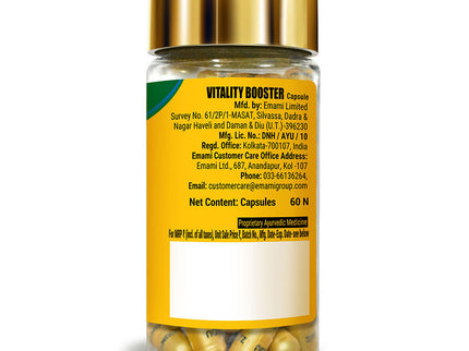 Zandu Vitality Booster Capsules for Vigor, Vitality & Stress Relief - 60 Capss