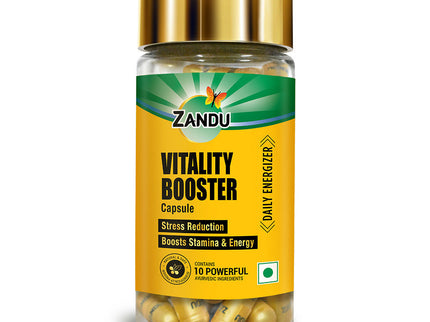 Zandu Vitality Booster Capsules for Vigor, Vitality & Stress Relief - 60 Capss
