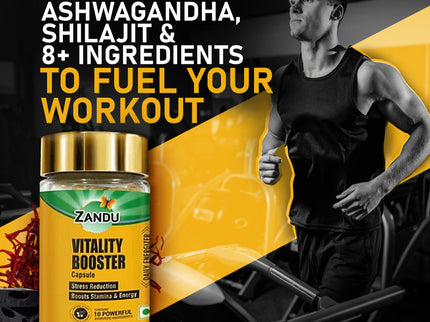 Zandu Vitality Booster Capsules for Vigor, Vitality & Stress Relief - 60 Capss